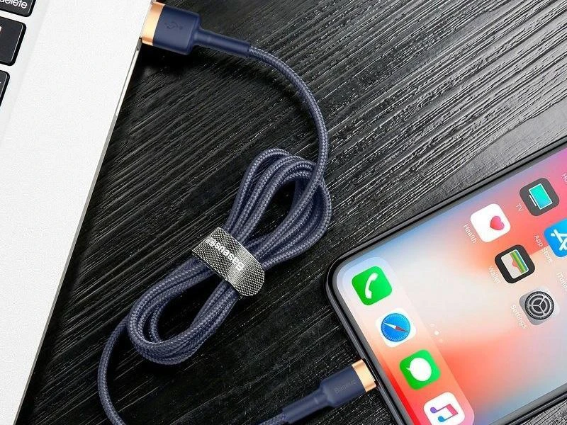 Baseus Cafule USB Lightning kabelis 1.5A 2m - Auksinis / Tamsiai mėlynas