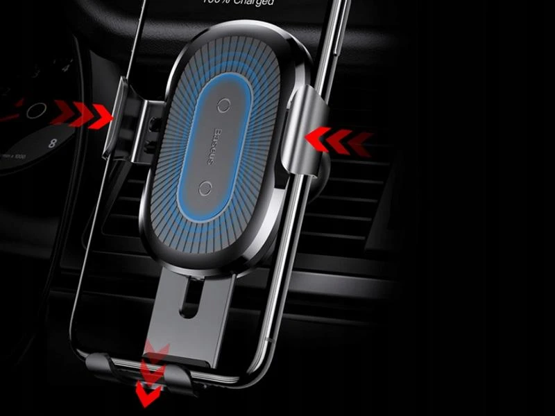 Baseus Gravity automobilinis laikiklis su belaidžiu Qi įkrovimu - Juodas