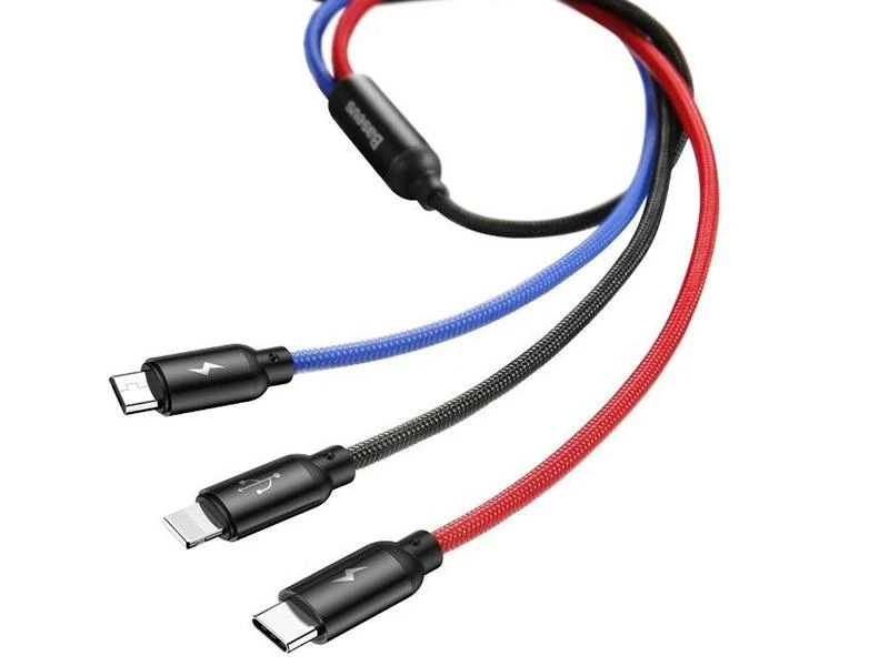 Kabelis Baseus USB2.0 A kištukas ir 3 kištukai (USB C, micro USB, lightning)