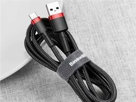 Kabelis Baseus USB2.0 A kištukas - USB C kištukas 1 m, QC3.0 su nailoniniu šarvu , raudonas/juodas