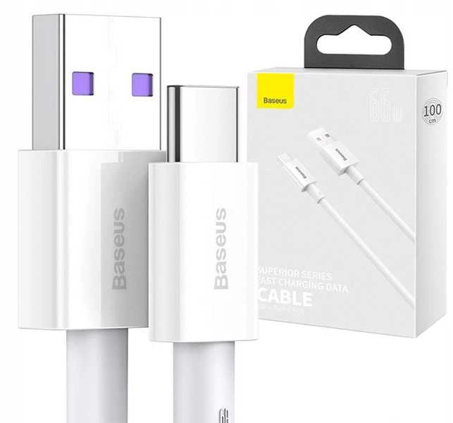 Kabelis USB A - USB C 66W 1.0m baltas (netinka iPhone 15 įkrovimui) Superior BASEUS