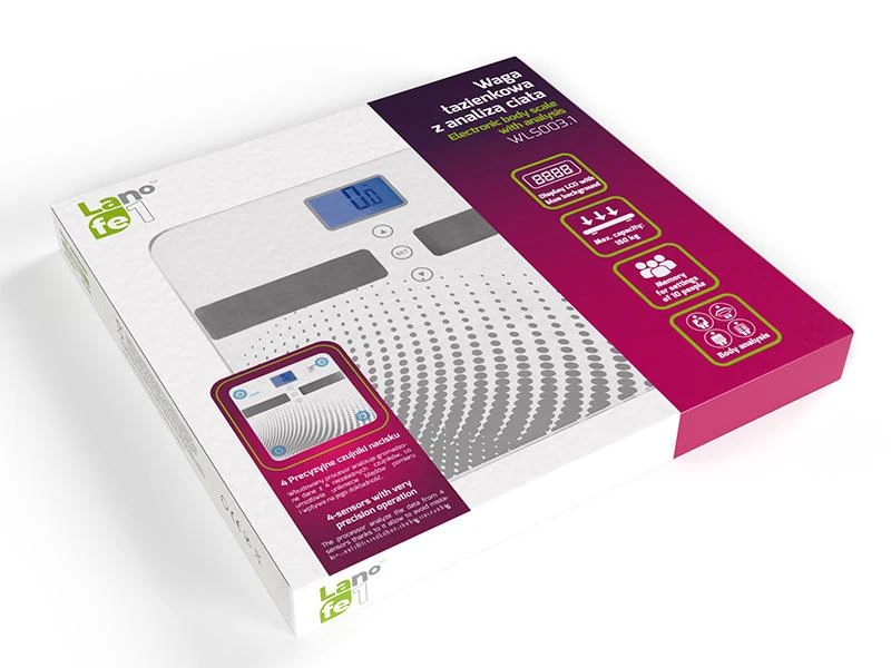 Virtuvinės svarstyklės Lafe Laf Elektroninės kūno svarstyklės su analizu WLS003.1