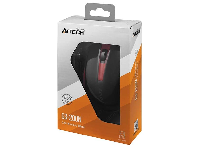 A4Tech A4TMYS46038 Pelė V-TRACK G3-200N-1 Juodas+Raudona belaidė
