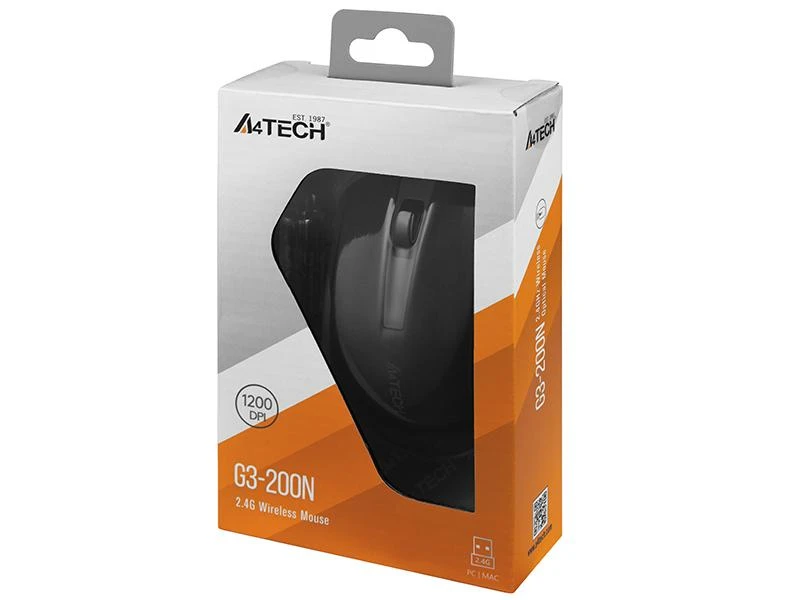 A4Tech Pelė G3-200NS Wireless, No, Juodas, Yes, Belaidė jungtis