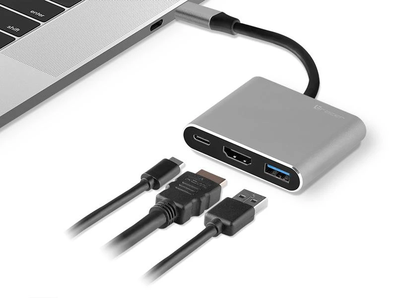 TRACER A-1 USB-C HDMI 4K USB 3.0 PDW 100W adapteris