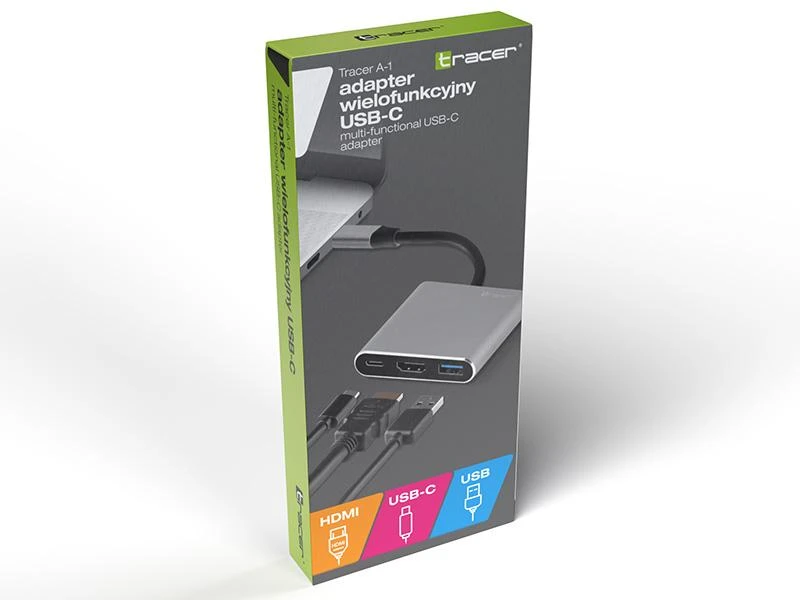 TRACER A-1 USB-C HDMI 4K USB 3.0 PDW 100W adapteris