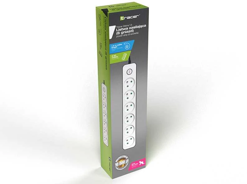 TRACER TRALIS46259 Maitinimo juosta Zebra 1,5 m 6 lizdai