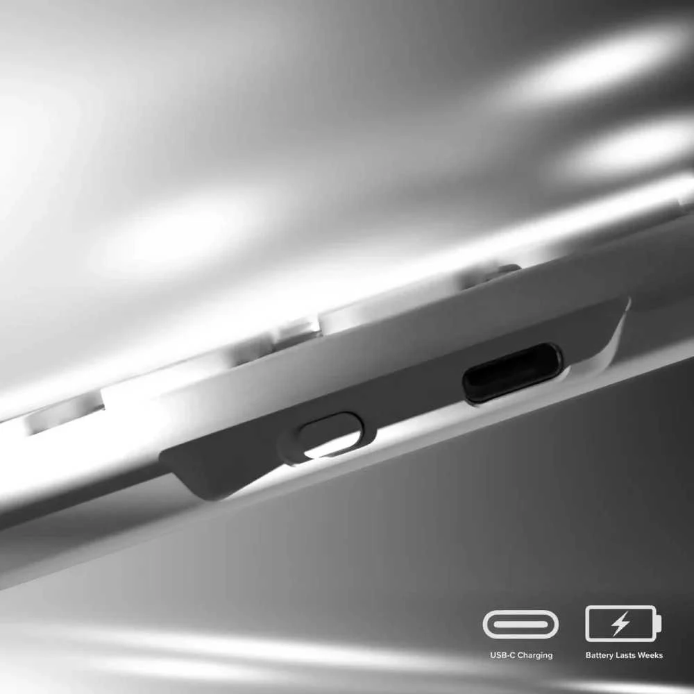 ALOGIC Echelon USB-C įkraunama „Bluetooth“ pilno dydžio klaviatūra su šiaurės šalių išdėstymu – balta