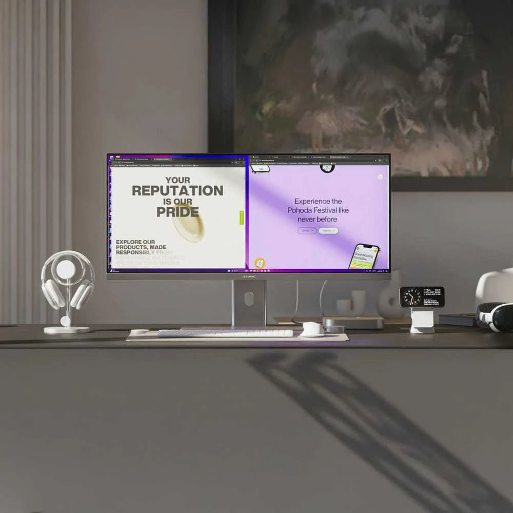 Monitorius „Alogic EDGE“ 34 colių itin plataus profilio WQHD LCD ekranas su 90 W PD