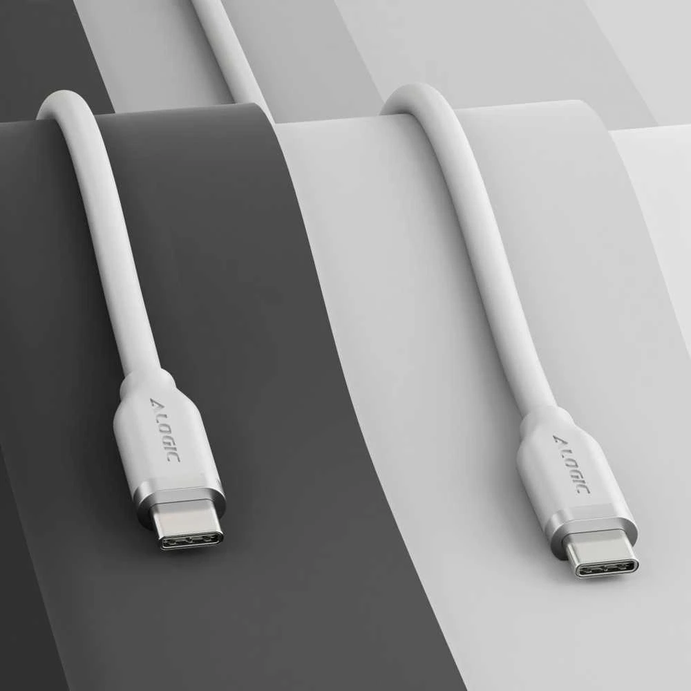USB kabelis Alogic USB-C - USB-C 1m Baltas (ELSI5U2CCWH1)