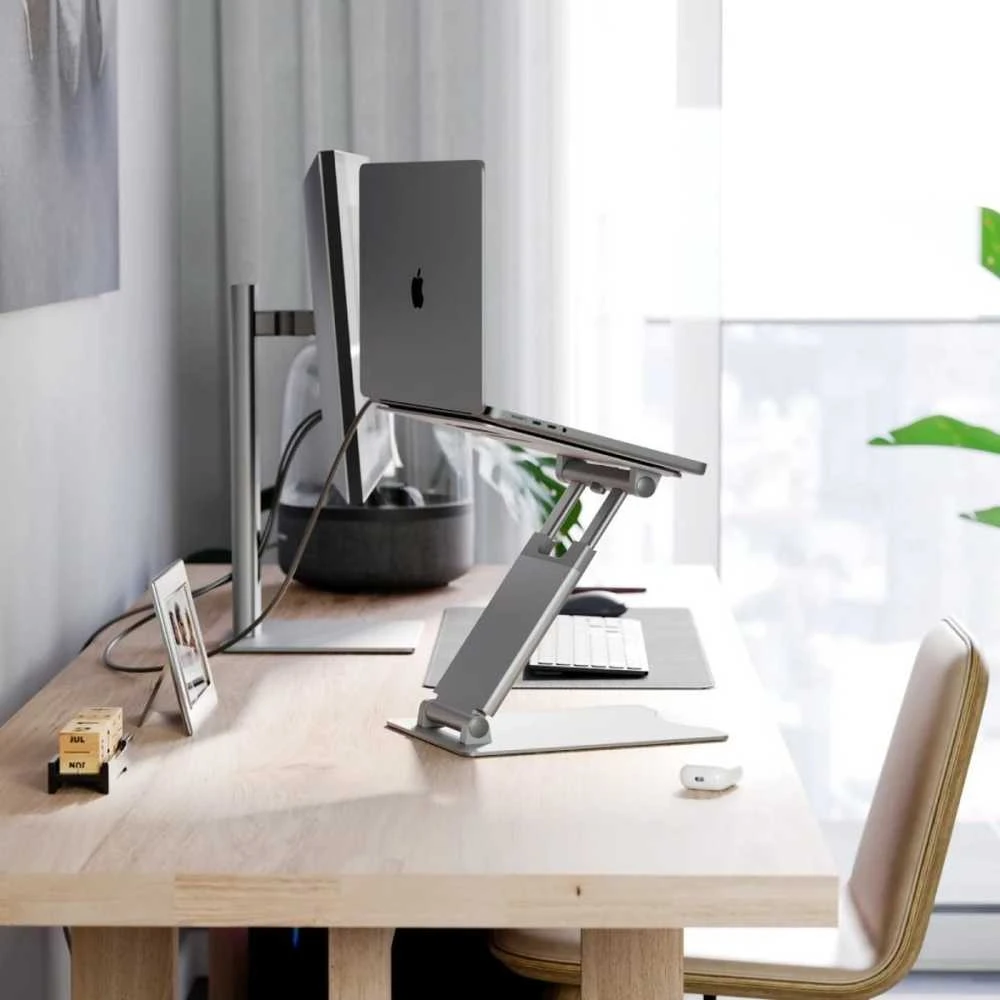 ALOGIC Elite Plus Adjustable Nešiojamas kompiuteris Riser - Sidabrinis