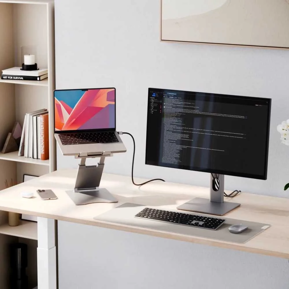 ALOGIC Elite Plus Adjustable Nešiojamas kompiuteris Riser - Sidabrinis