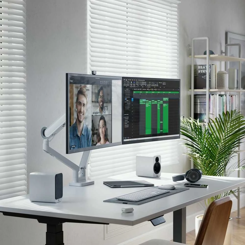 Alogic Glide lankstus dviejų svirčių monitoriaus laikiklis 17–35, baltas