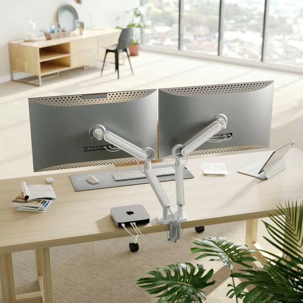 Alogic Glide lankstus dviejų svirčių monitoriaus laikiklis 17–35, baltas