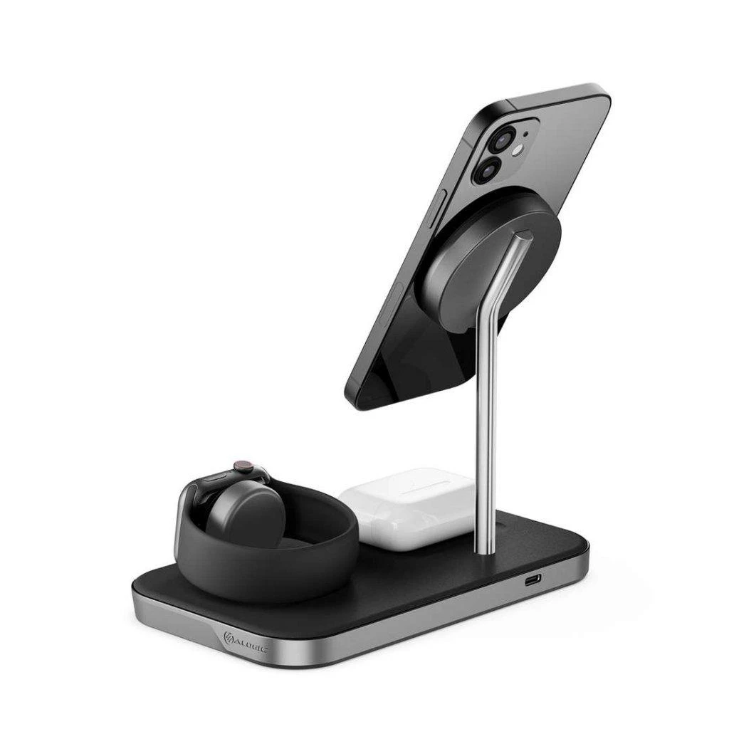 „Alogic MagSpeed 3-in-1“ belaidė įkrovimo stotelė – kosminė pilka