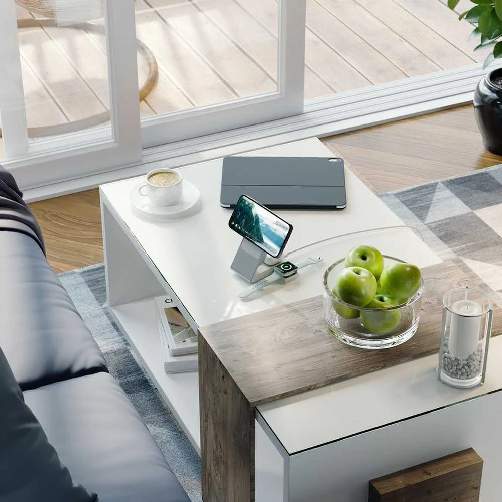 ALOGIC Matrix 3 viename magnetinis įkrovimo dokas su Apple Watch įkrovikliu – baltas