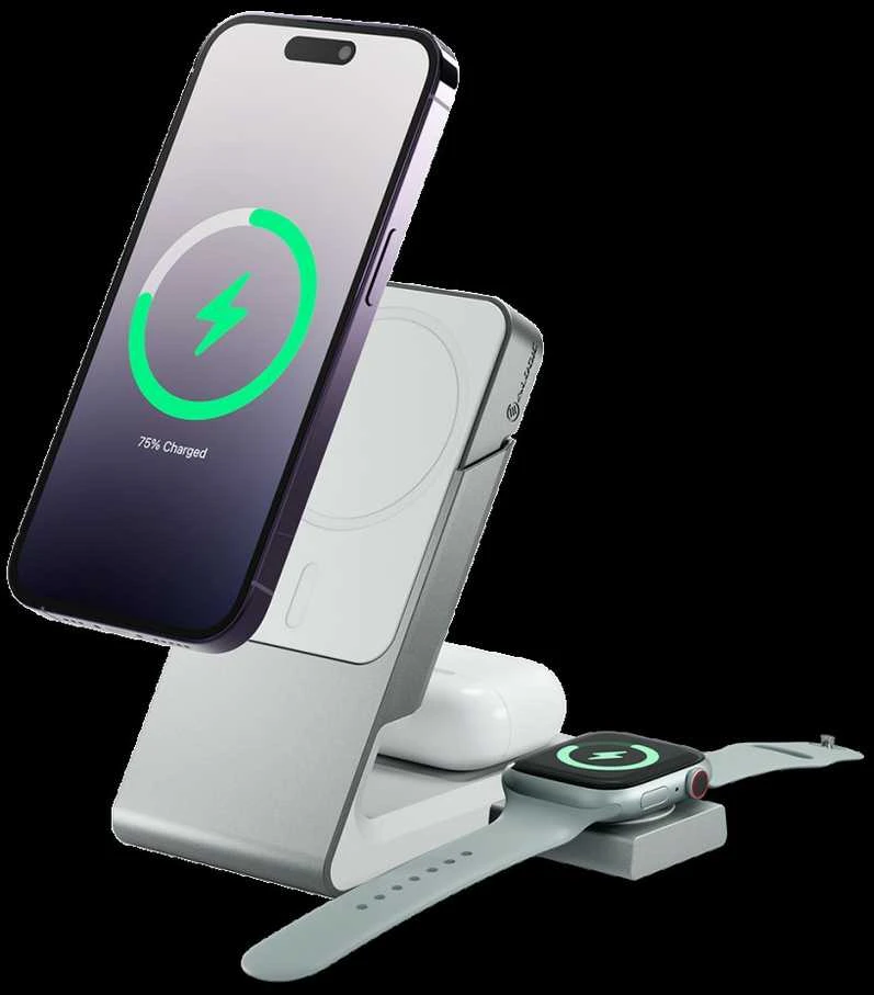 ALOGIC Matrix 3 viename magnetinis įkrovimo dokas su Apple Watch įkrovikliu – baltas