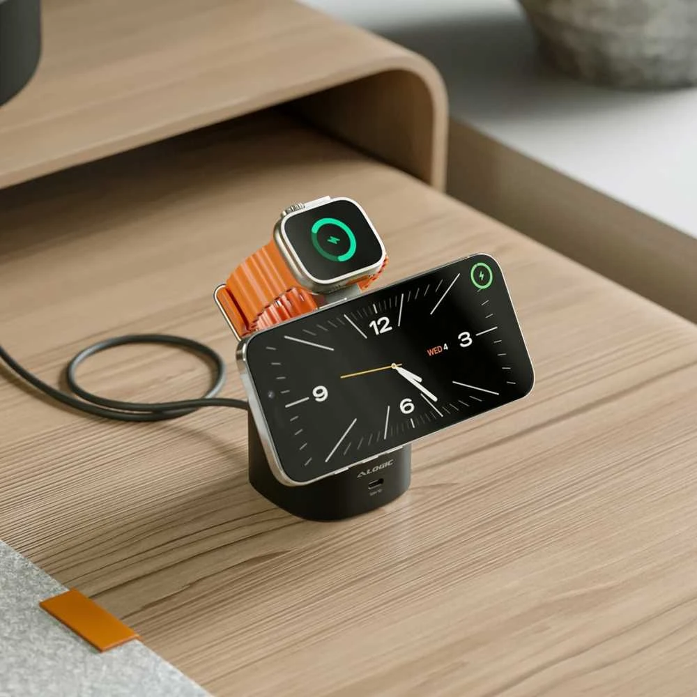ALOGIC Powerpod 4in1 Qi2 belaidžio įkrovimo stovas - juodas