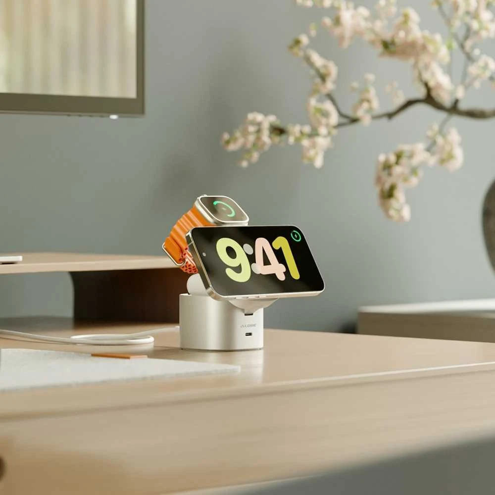 ALOGIC Powerpod 4in1 Qi2 belaidžio įkrovimo stovas - baltas