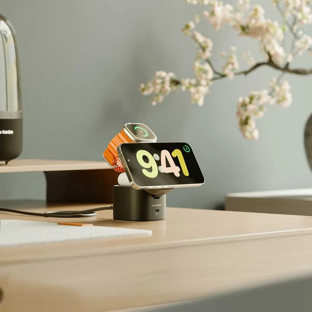 ALOGIC Powerpod 4in1 Qi2 belaidžio įkrovimo stovas - juodas