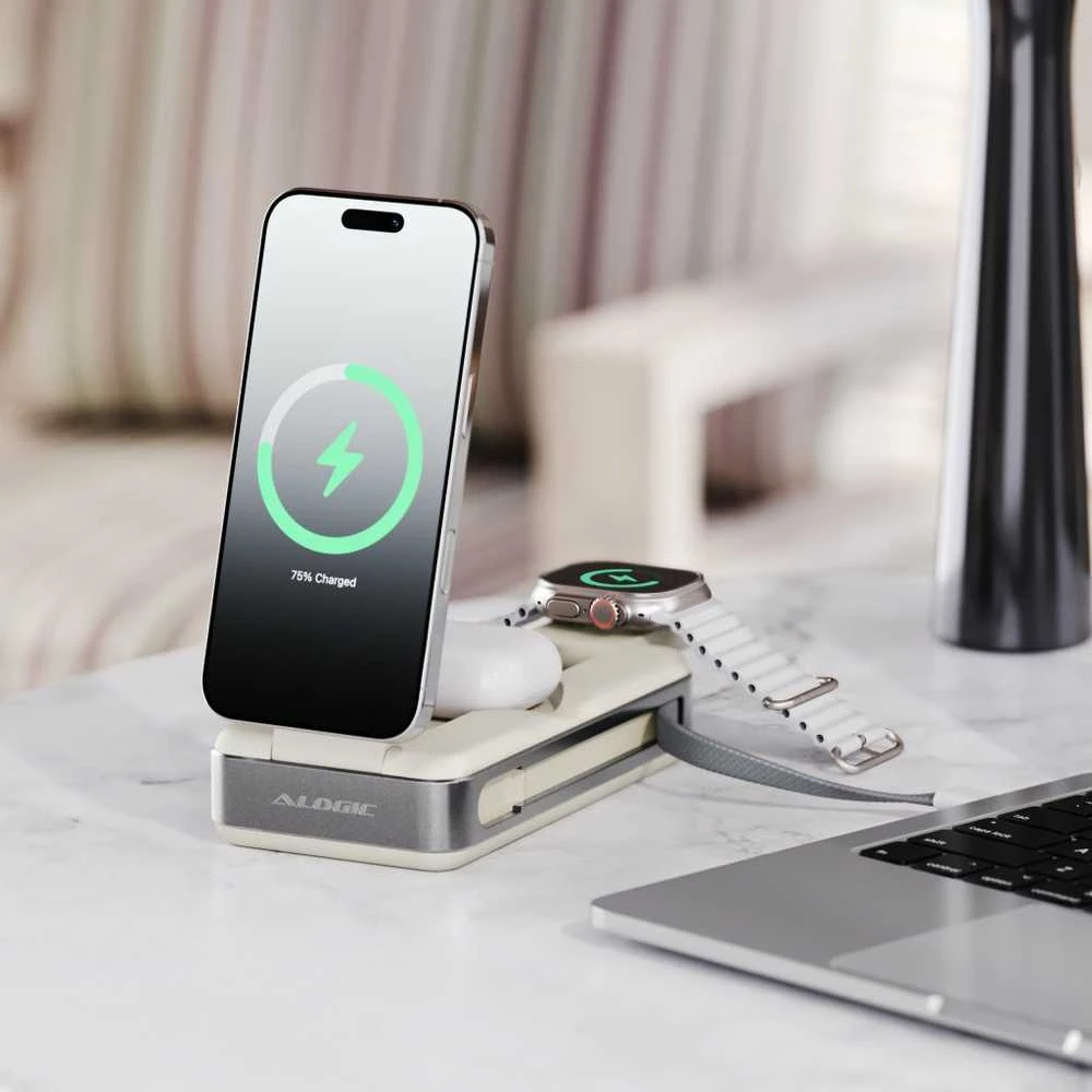 „Alogic Roam 6-in-1“ išorinė baterija, 21 000 mAh, su Qi2 + 100 W USB-C