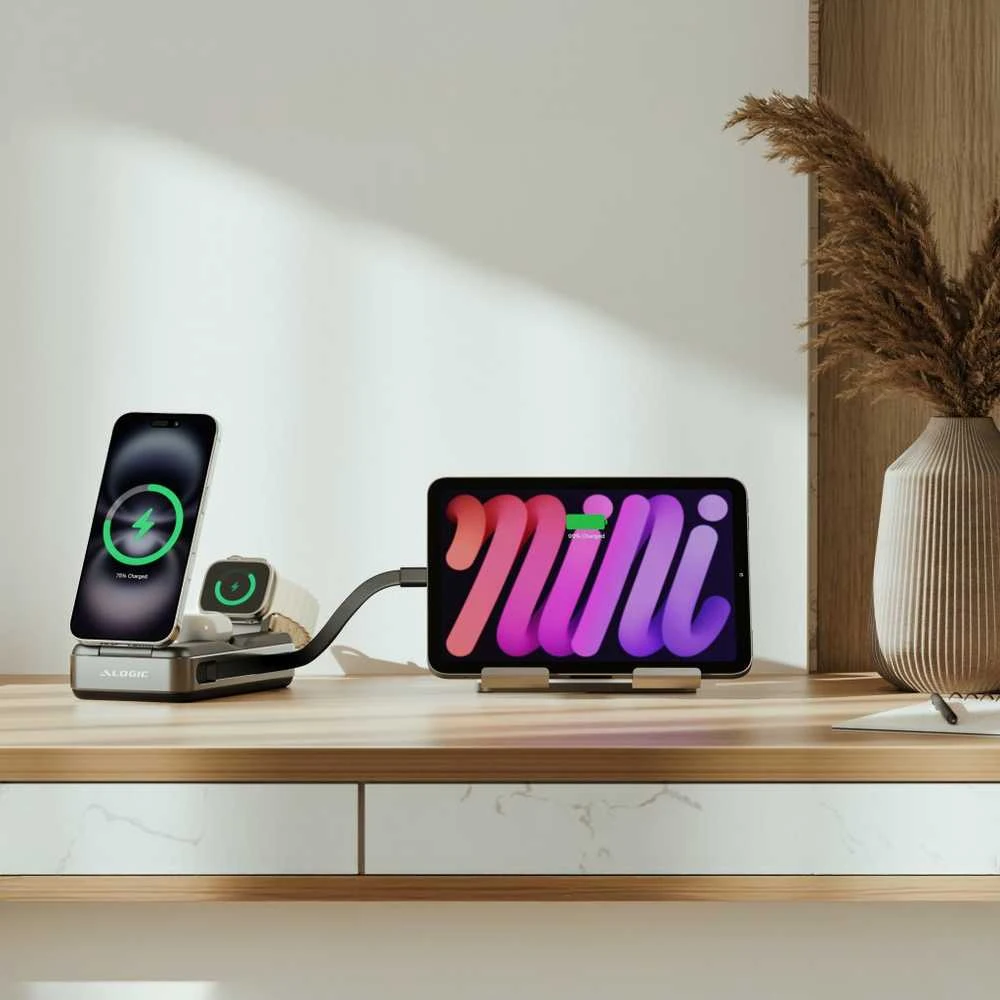 „Alogic Roam 6-in-1“ išorinė baterija, 21 000 mAh, su Qi2 + 100 W USB-C