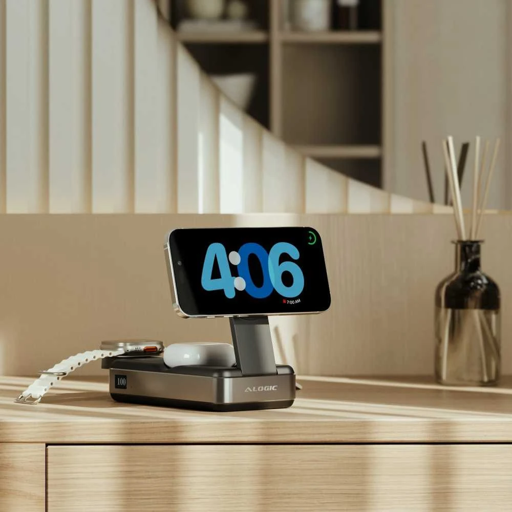 „Alogic Roam 6-in-1“ išorinė baterija, 21 000 mAh, su Qi2 + 100 W USB-C