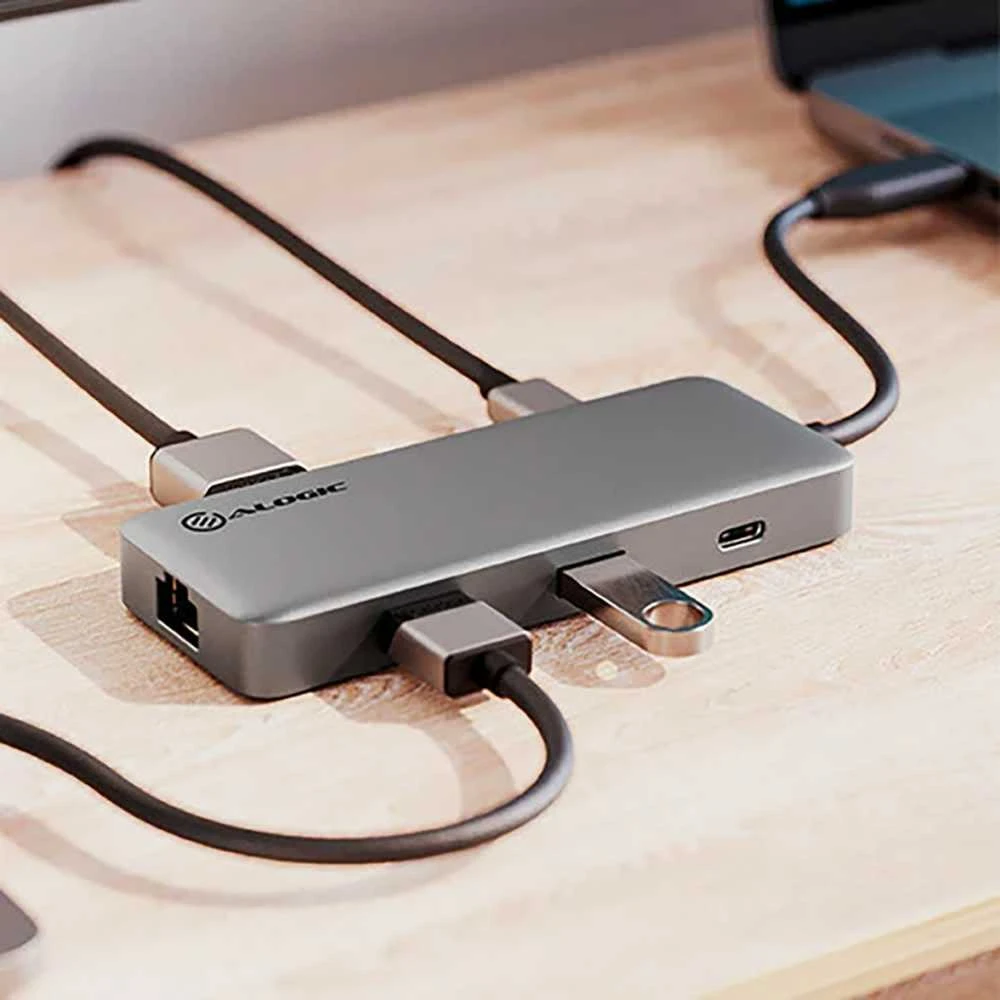 „Alogic“ USB šakotuvas, 4 kanalai, 6 viename, su 8K HDMI raiška