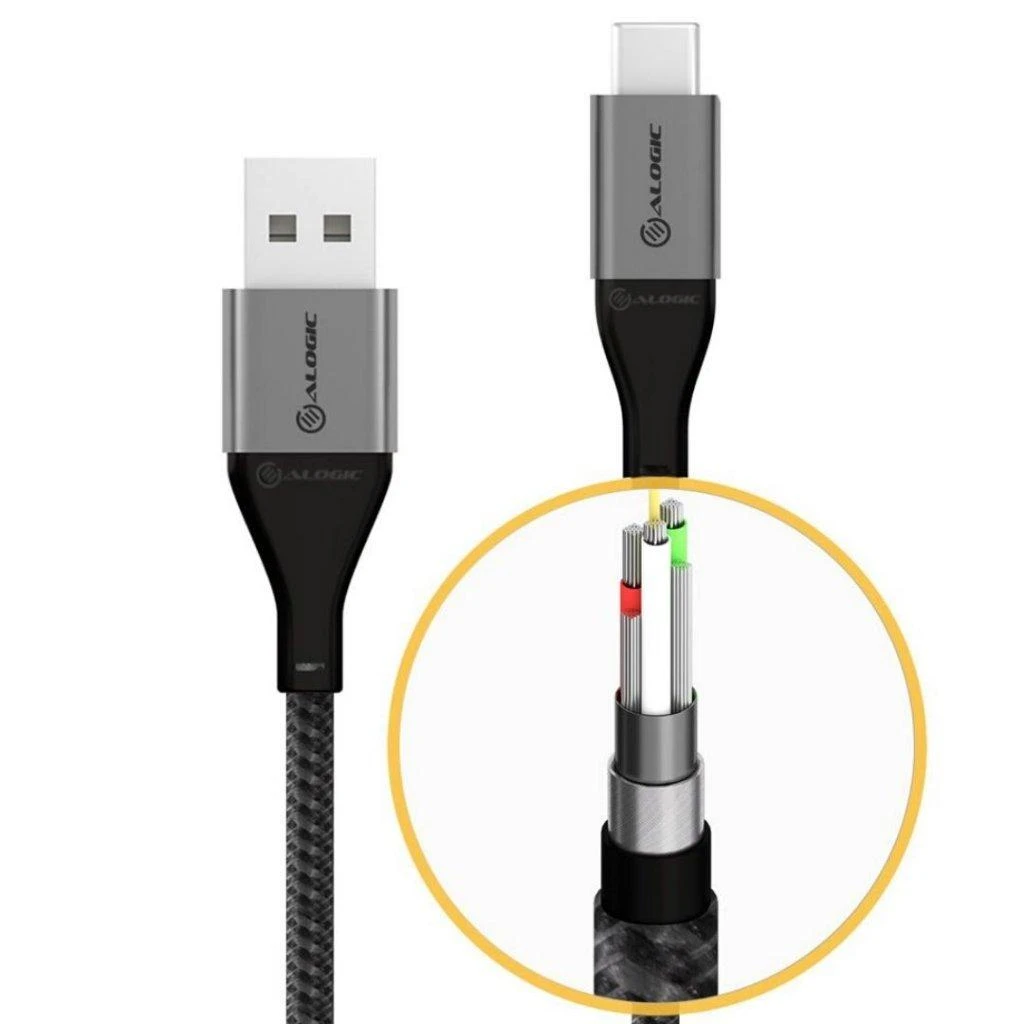 Kabelis USB Alogic USB-A - USB-C 0,3 m Pilka (ULCA2030-SGR)