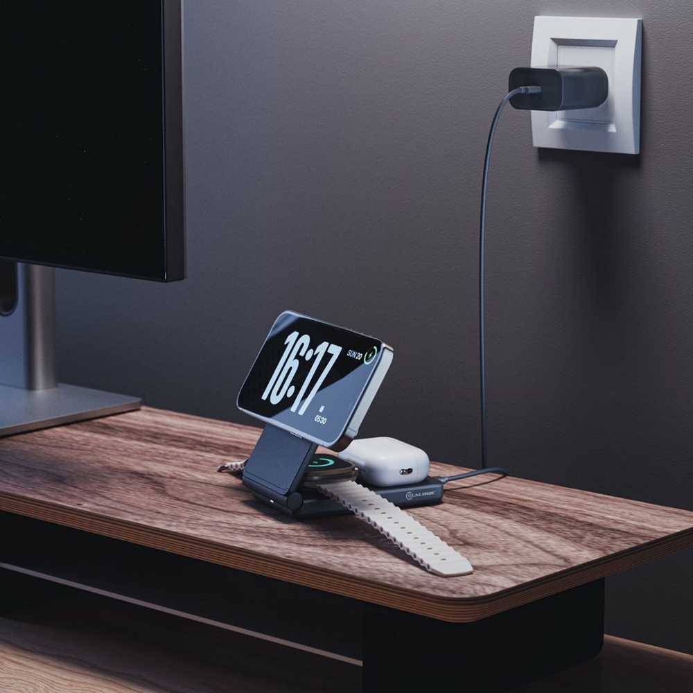 ALOGIC YOGA 3 viename belaidis įkrovimo stovas – juodas