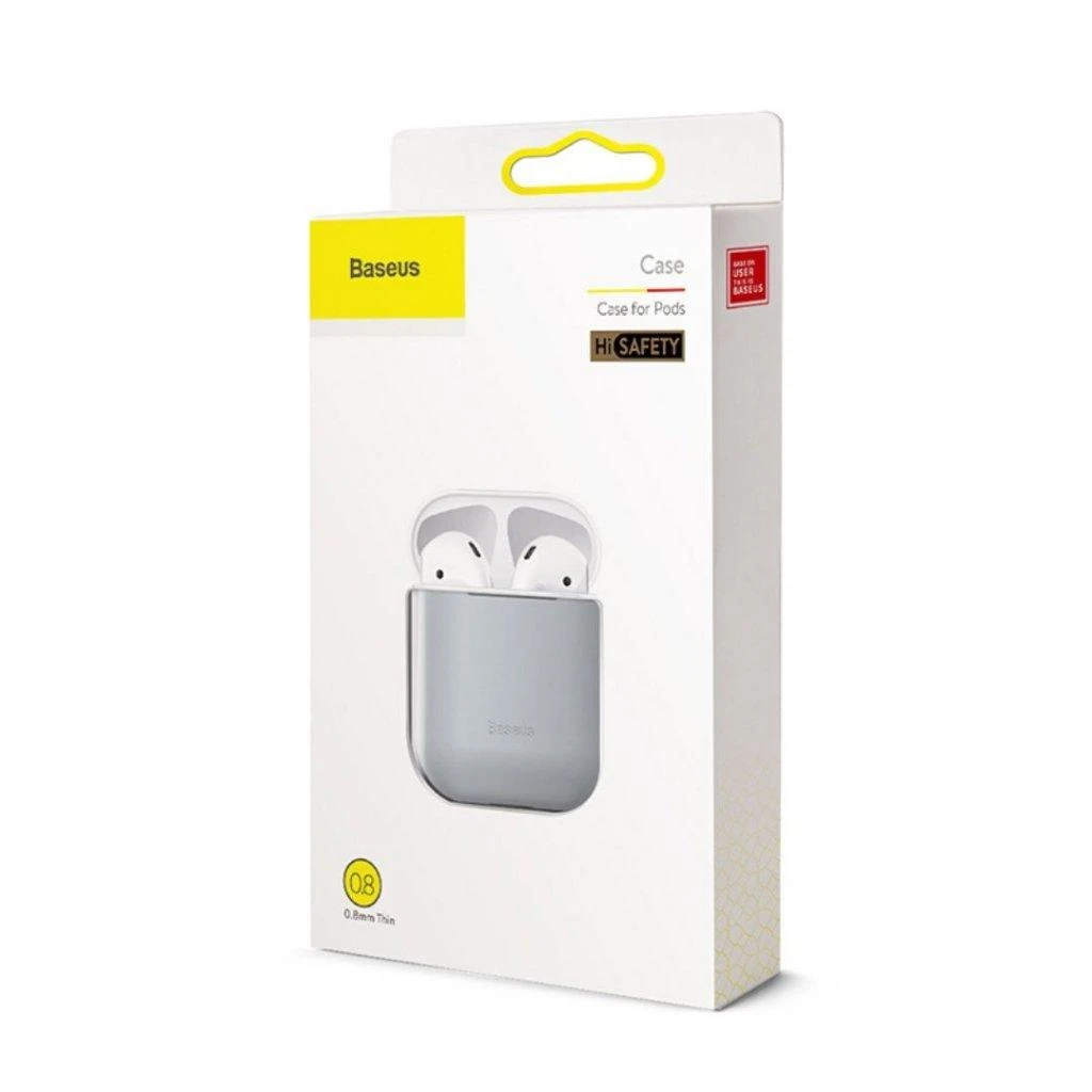 Baseus Super Thin Silica Gelinis Dėklas AirPods 1/2 - Pilkas