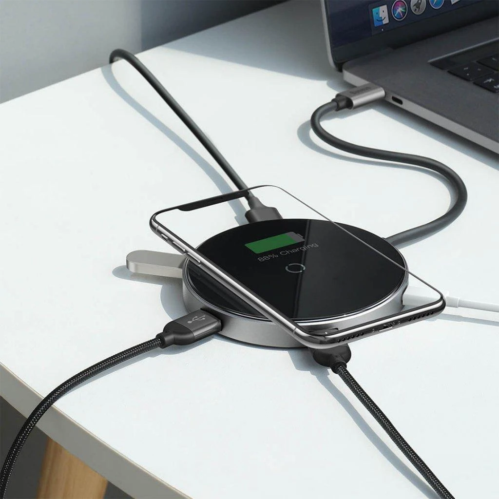 Charger induction for smartphone Baseus WXJMY-A0G (USB 2.0, USB 3.0, USB typ C, juodos spalvos)