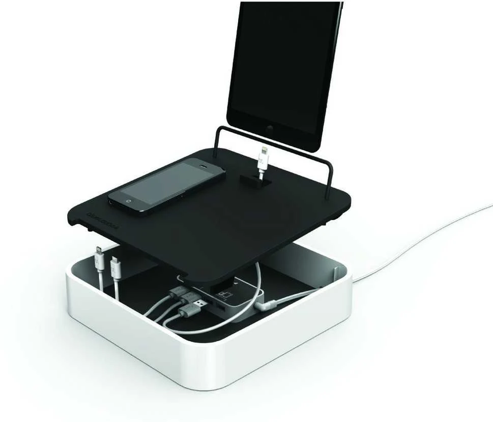 Bluelounge Sanctuary4 doko stotelė su USB įkroviklis 4 baltiems įrenginiams