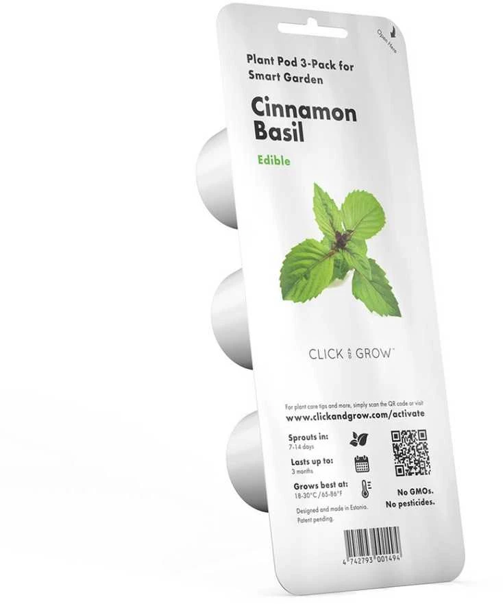 Click and Grow 3 vnt. papildymas - bazilikų sėklos (Cinnamon Basil)