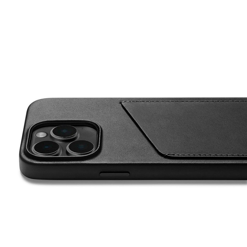 Dėklas Mujjo Leather Wallet Case for iPhone 14 Pro - Juodas