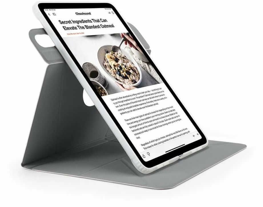 „Pipetto Origami No6“ dėklas su stovu, skirtas „iPad Air 11“ (2024) / „iPad Air 10.9“ (2022/2020) – metalinės rožinės spalvos