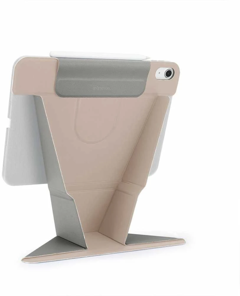 „Pipetto Origami No6“ dėklas su stovu, skirtas „iPad Air 11“ (2024) / „iPad Air 10.9“ (2022/2020) – metalinės rožinės spalvos