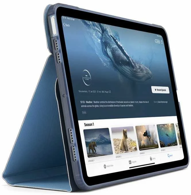 „Pipetto Origami No6“ dėklas su stovu, skirtas „iPad Air 11“ (2024) / „iPad Air 10.9“ (2022/2020) – tamsiai mėlynas