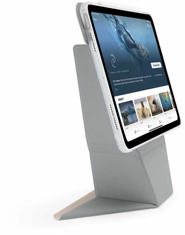 „Pipetto Origami No6“ dėklas su stovu, skirtas „iPad Air 11“ (2024) / „iPad Air 10.9“ (2022/2020) – metalinės rožinės spalvos