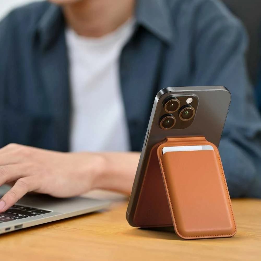 Dėklas Satechi Magnetic Wallet Stand - Oranžinis Oranžinis