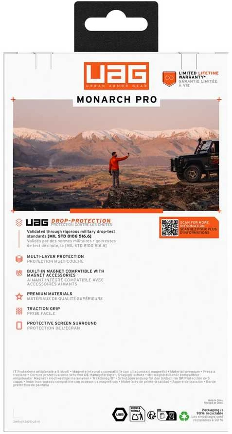 Dėklas Carruzzo „Urban Armor Gear UAG Monarch Pro“ – anglies pluošto, skirtas „Samsung Galaxy S26+“