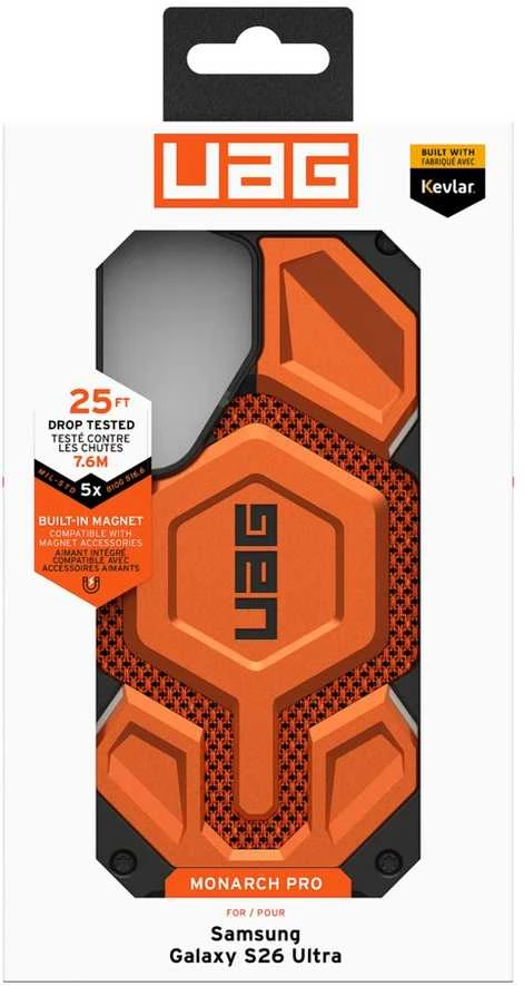 Carruzzo Urban Armor Gear Monarch Pro mobiliojo telefono dėklas 17,5 cm (6.9″) Užsegamas dėklas Juoda, Oranžinė