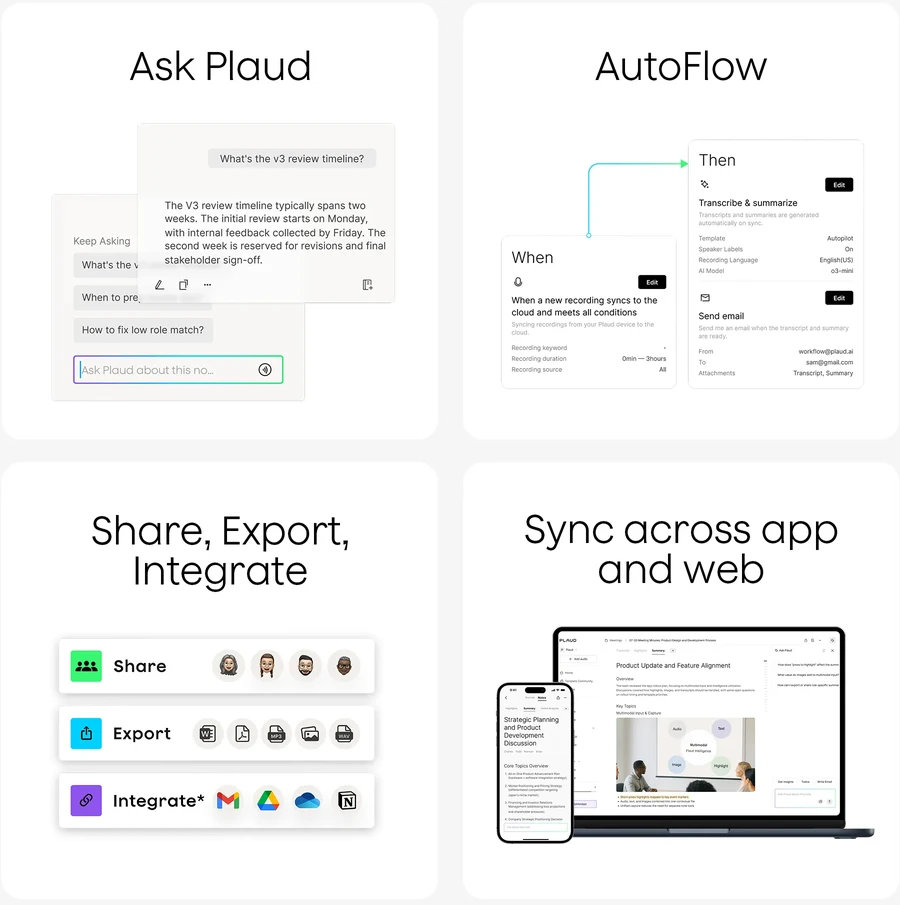 Plaud Note - Starlight | Dirbtinio Intelekto diktofonas su transkripcija