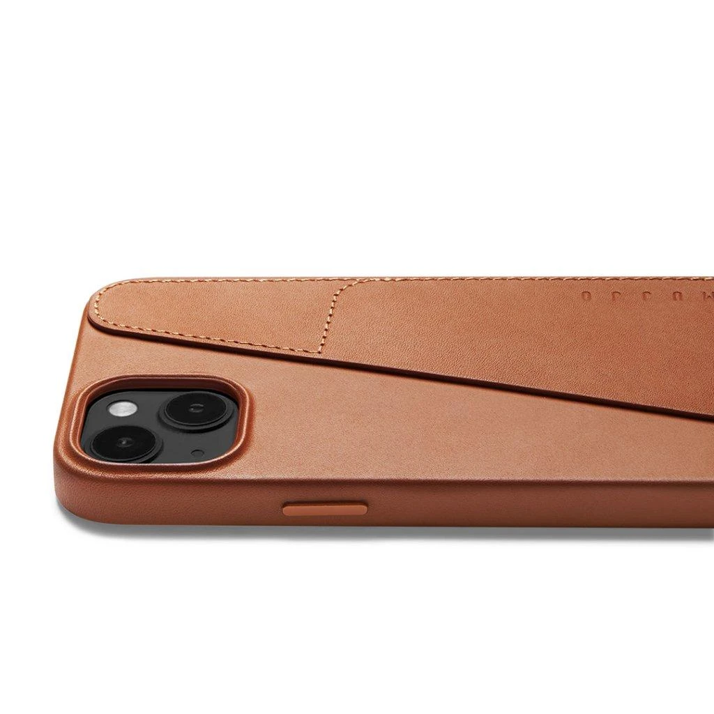 „Mujjo“ odinis piniginės formos dėklas, skirtas „iPhone 15 Plus“ ir „14 Plus“ – Juodas
