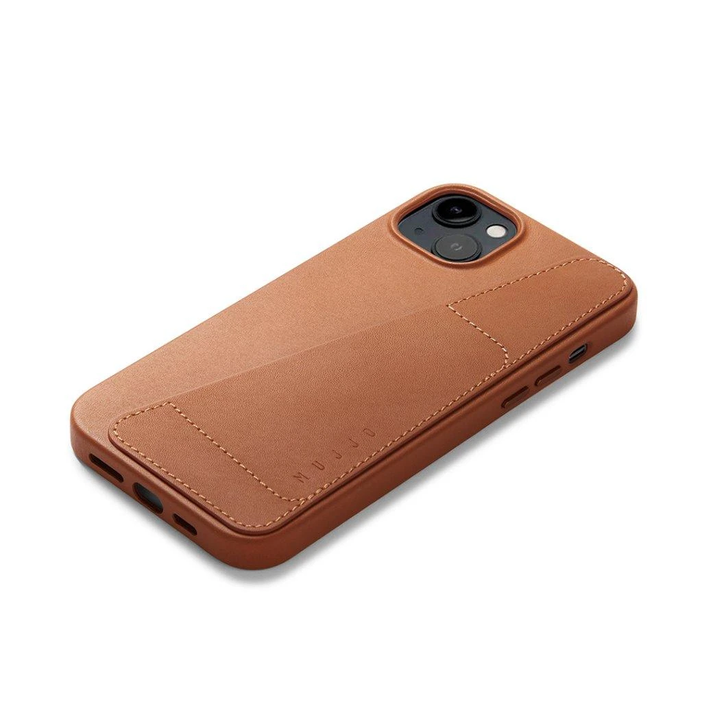 „Mujjo“ odinis piniginės formos dėklas, skirtas „iPhone 15 Plus“ ir „14 Plus“ – Juodas