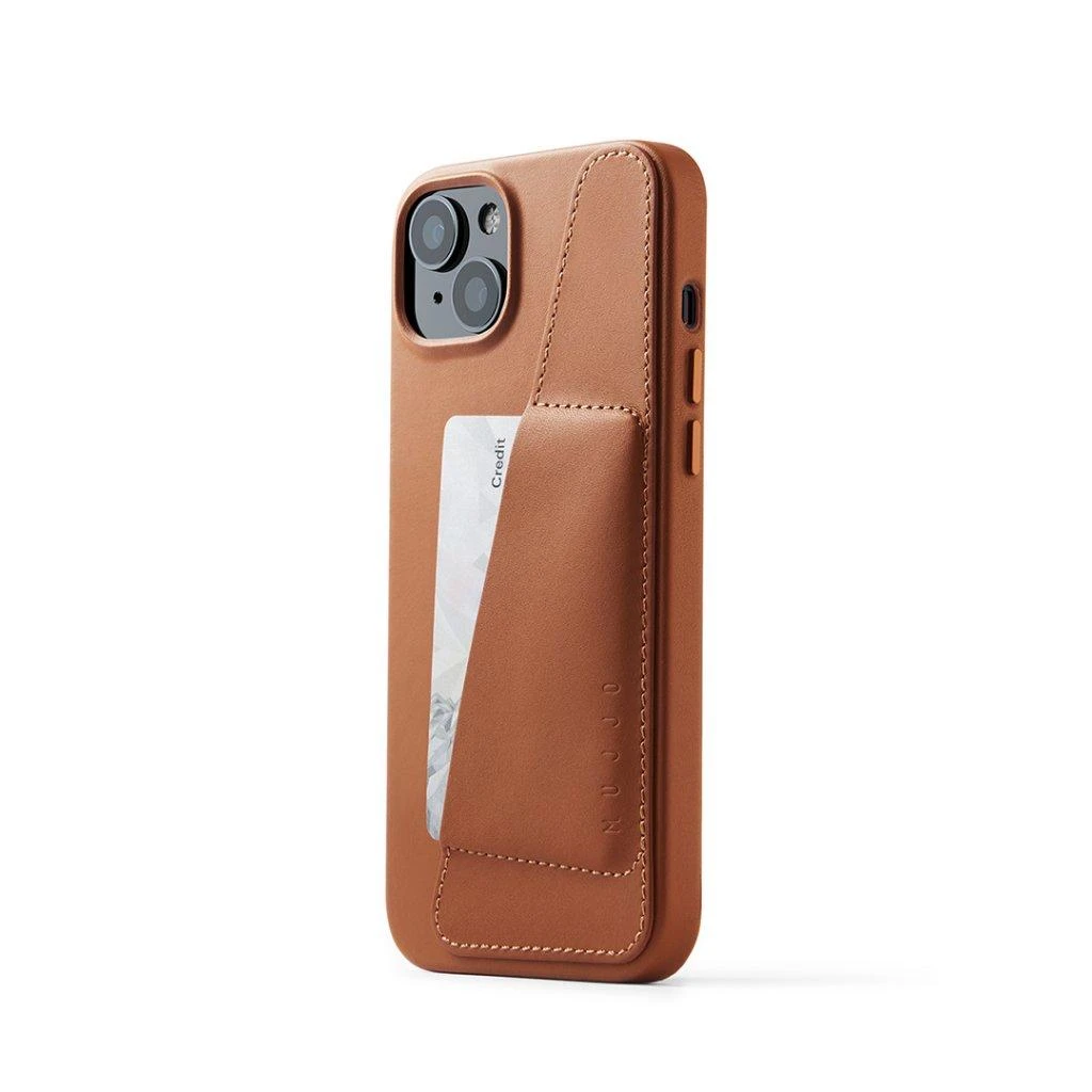 „Mujjo“ odinis piniginės formos dėklas, skirtas „iPhone 15 Plus“ ir „14 Plus“ – Juodas