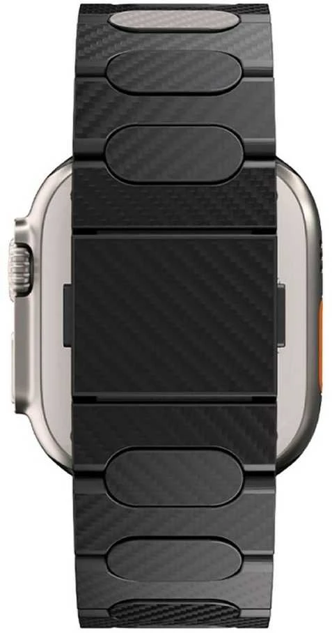„Just Mobile“ anglies pluošto laikrodžio dirželis, skirtas „Apple Watch 42/44/45/49 mm“ – elegantiškas ir patvarus su moderniu magnetiniu užsegimu