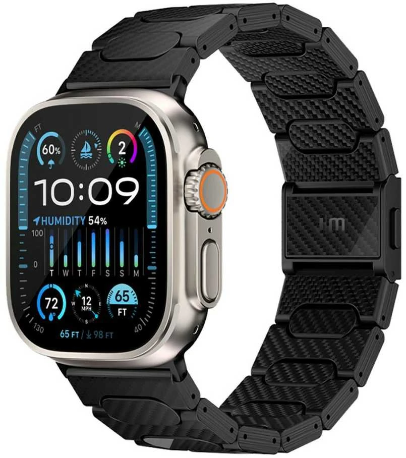 „Just Mobile“ anglies pluošto laikrodžio dirželis, skirtas „Apple Watch 42/44/45/49 mm“ – elegantiškas ir patvarus su moderniu magnetiniu užsegimu