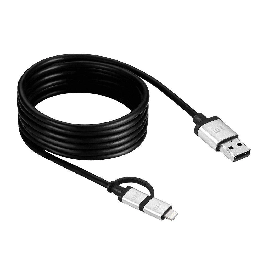 Just Mobile AluCable Duo 1.5 meter - Sidabrinis