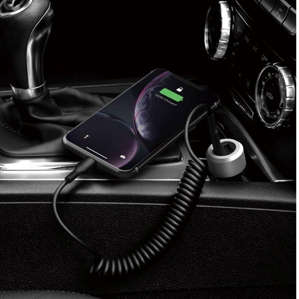 „Just Mobile Highway Turbo“ – prabangus automobilinis įkroviklis – Juodas